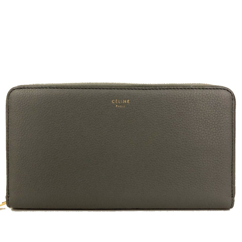 Celine Logo Leather Zip Around Long #193691C69 - Picture 1 of 8